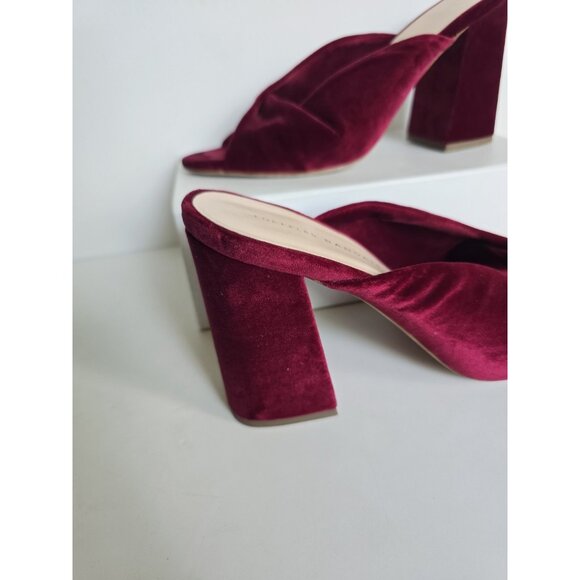 Loeffler Randall Laurel Twist Velvet Burgundy Mule Open Peep Toe Heels Sandals 9 - Picture 5 of 14